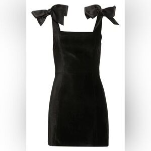 NWT Alice + Olivia Maryann Tie Shoulder Mini Dress in Black Velvet- Size 4